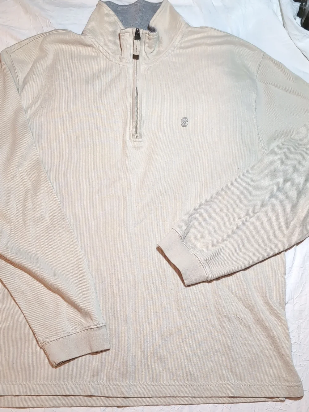Big And Tall XXL Izod Men's Cream Quarter-Zip Pullover Sweater